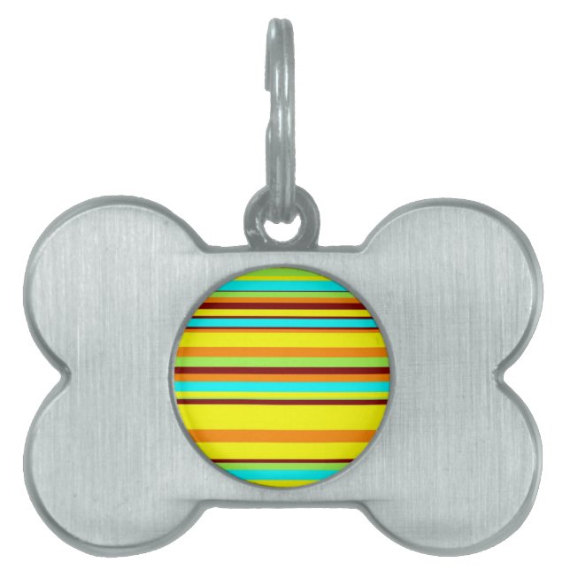 Colourful Customized Designer Stripe Pattern Pet Name Tag (Front)