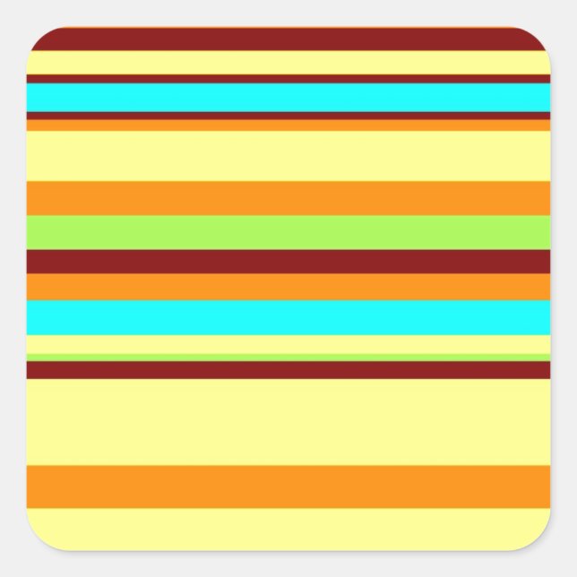 Colourful Customized Designer Stripe Pattern Square Sticker (Front)