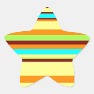 Colourful Customized Designer Stripe Pattern Star Sticker