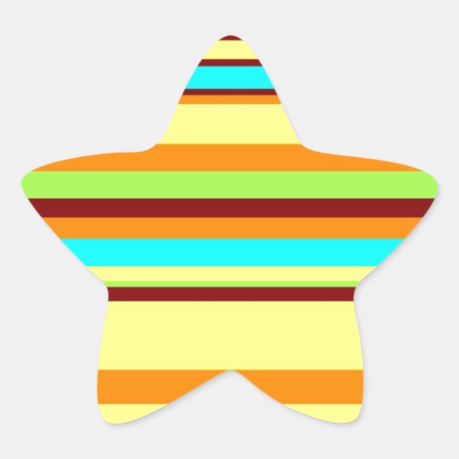 Colourful Customized Designer Stripe Pattern Star Sticker (Front)