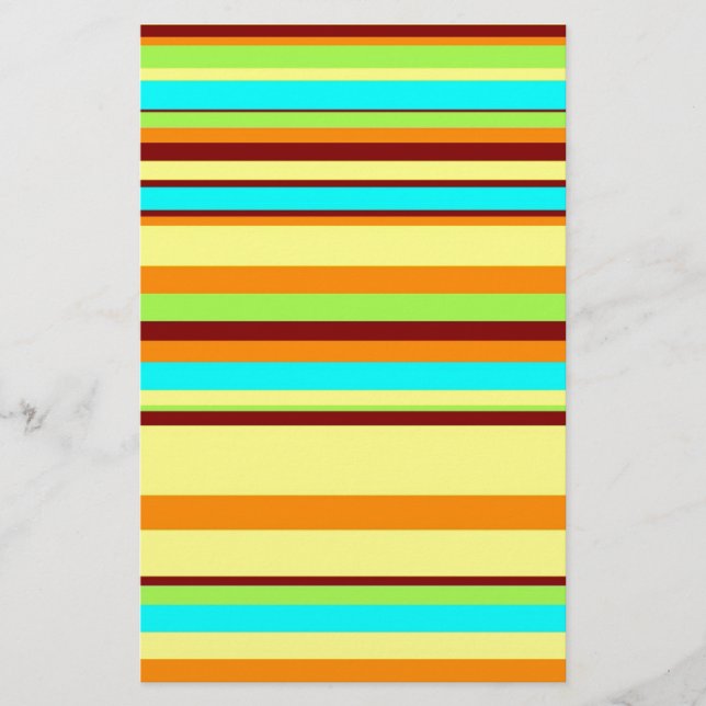 Colourful Customized Designer Stripe Pattern Stationery (Front)