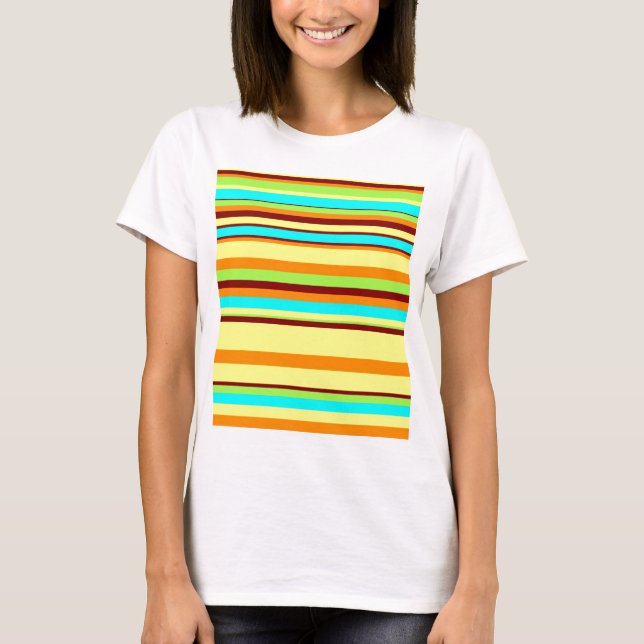Colourful Customized Designer Stripe Pattern T-Shirt (Front)
