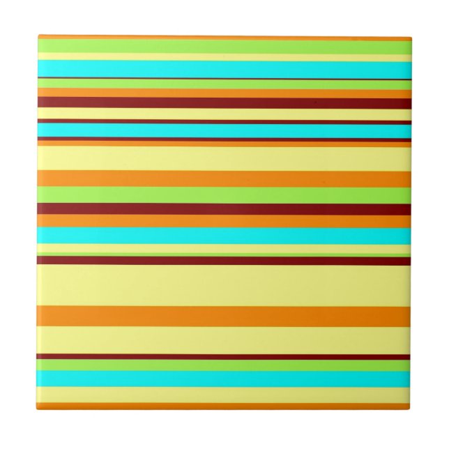 Colourful Customized Designer Stripe Pattern Tile (Front)