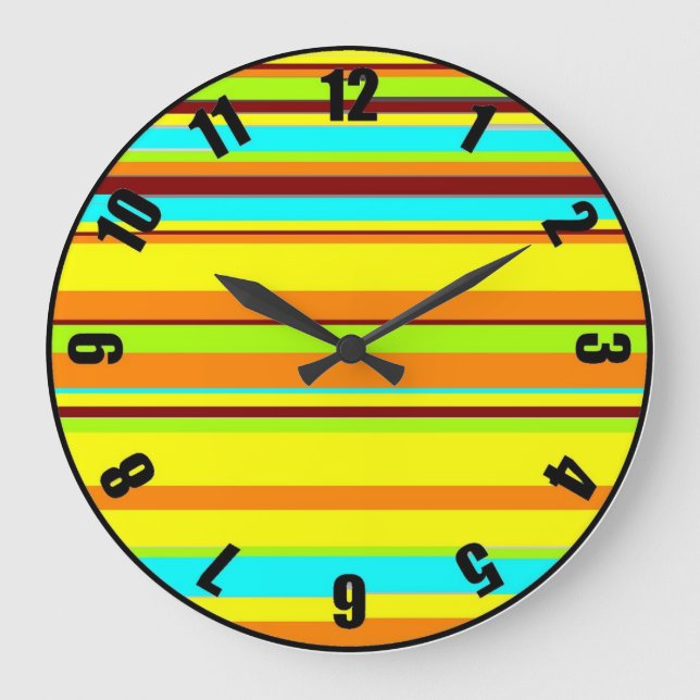 Colourful Customized Stripe Designer Large Clock (Front)