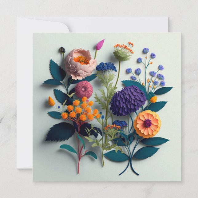 Colourful Cut Paper Flowers (Front)