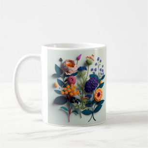 Colourful Cut Paper Flowers Coffee Mug