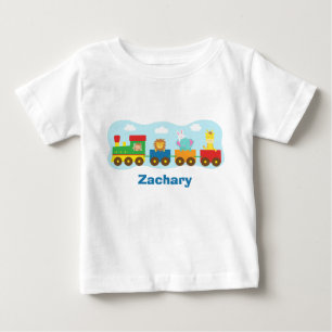 Colourful Cute Animals Train for Babies Baby T-Shirt