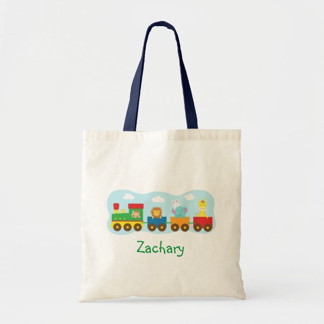Colourful Cute Animals Train for Kids Tote Bag (Front)
