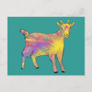 Colourful Cute Artsy Goat Funny Funky Animal Art Postcard