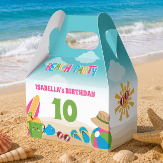 Colourful Cute Beach Themed Birthday Party Favor Box