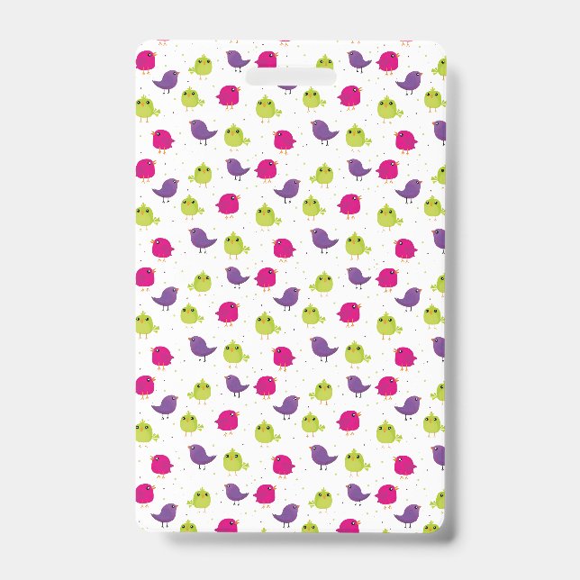 Colourful Cute Birds Pattern Badge (Front)