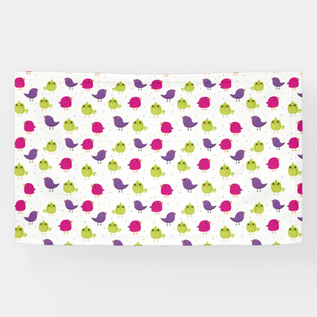 Colourful Cute Birds Pattern Banner (Horizontal)