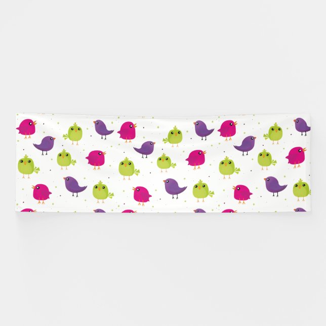 Colourful Cute Birds Pattern Banner (Horizontal)