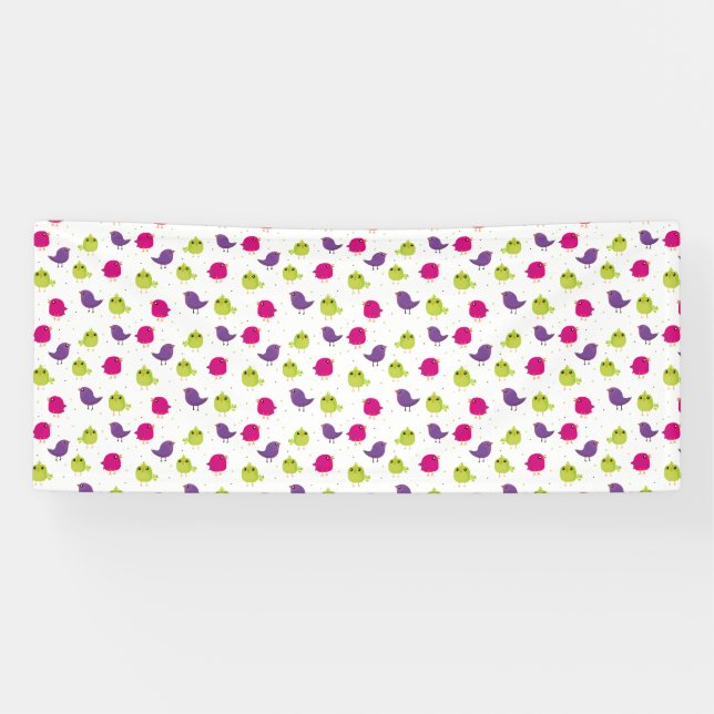 Colourful Cute Birds Pattern Banner (Horizontal)