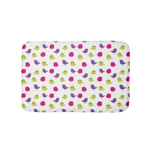 Colourful Cute Birds Pattern Bath Mat (Front)