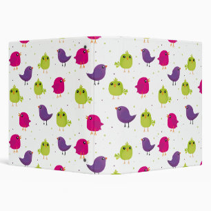 Colourful Cute Birds Pattern Binder