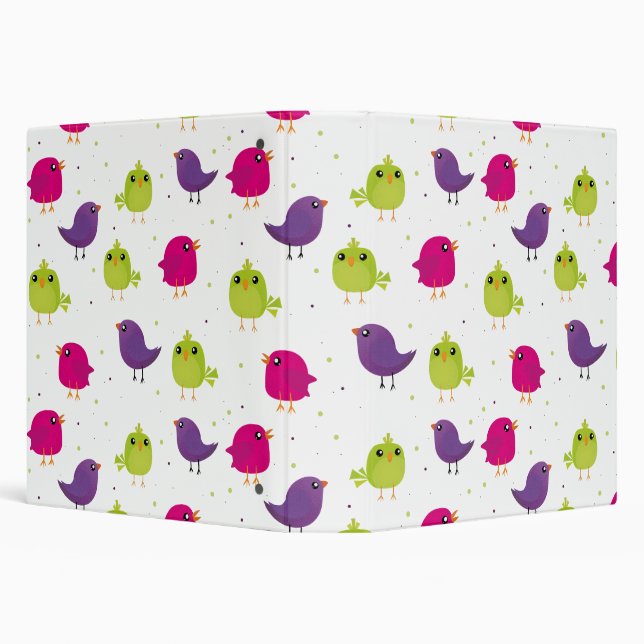 Colourful Cute Birds Pattern Binder (Background)