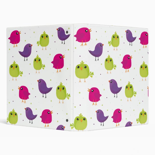 Colourful Cute Birds Pattern Binder (Background)
