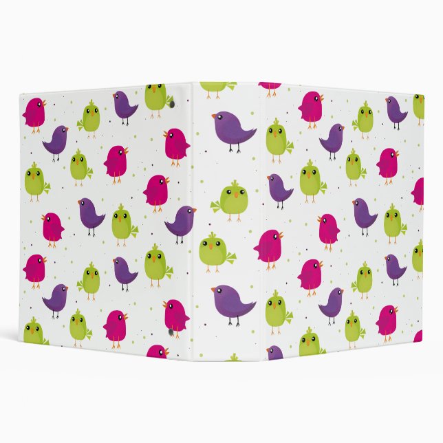 Colourful Cute Birds Pattern Binder (Background)
