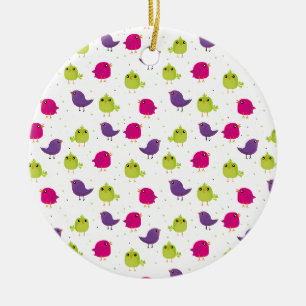 Colourful Cute Birds Pattern Ceramic Ornament
