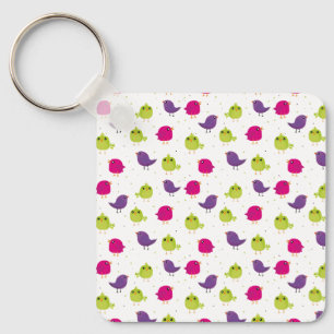 Colourful Cute Birds Pattern Keychain