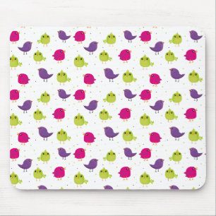Colourful Cute Birds Pattern Mouse Pad