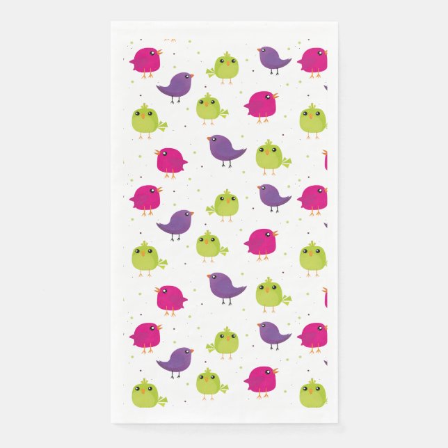 Colourful Cute Birds Pattern Napkin (Front)