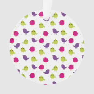 Colourful Cute Birds Pattern Ornament