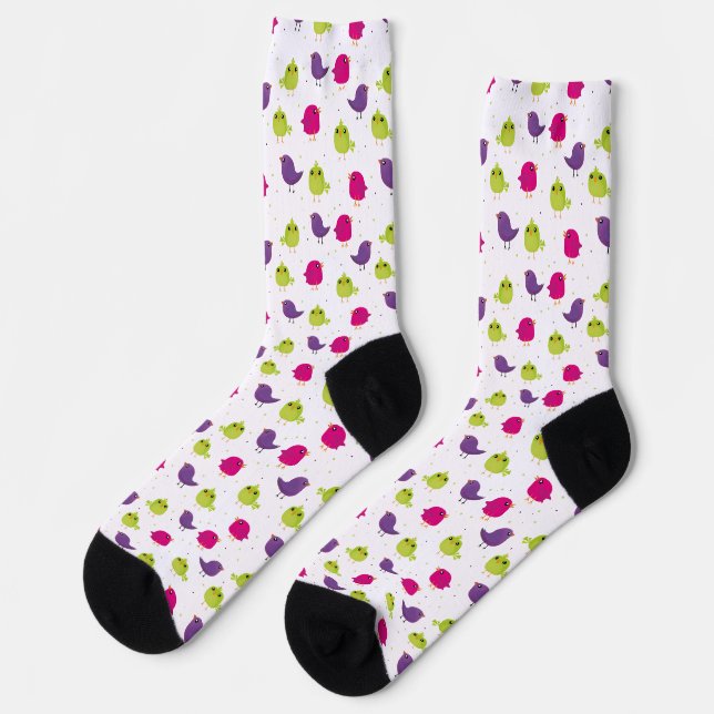 Colourful Cute Birds Pattern Socks (Left)