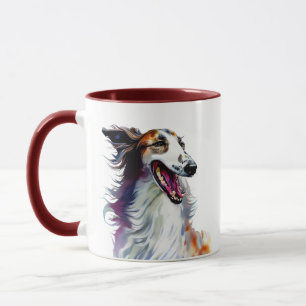 Colourful Cute Borzoi Art Vibrant Greyhound Art Mug