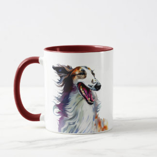 Colourful Cute Borzoi Art | Vibrant Greyhound Art Mug