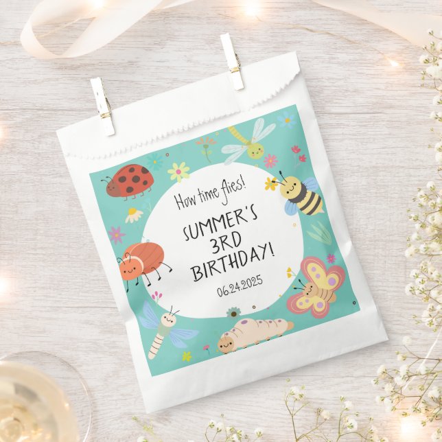 Colourful Cute Bugs Kids Birthday  Favour Bag (Clipped)