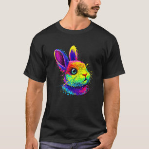 Colourful Cute Bunny Face Pop Style T-Shirt