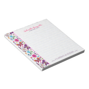 Colourful Cute Butterflies And Flowers Pattern 2 Notepad
