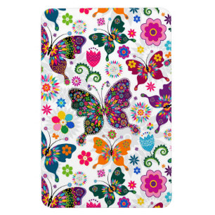 Colourful Cute Butterfly's And Flowers Pattern Magnet
