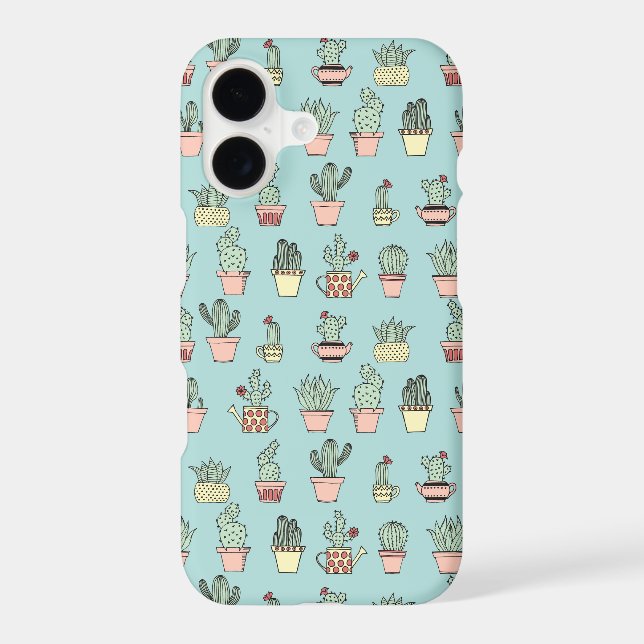 Colourful Cute Cactus In Hand Drawn Style Pattern (Back)