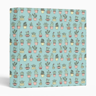 Colourful Cute Cactus In Hand Drawn Style Pattern Binder