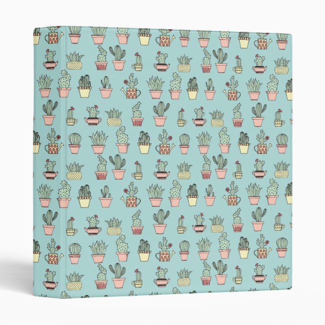 Colourful Cute Cactus In Hand Drawn Style Pattern Binder (Front/Spine)