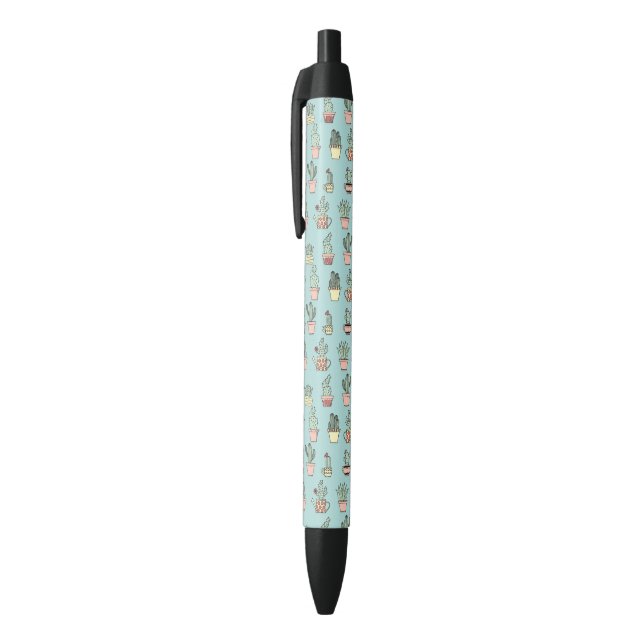 Colourful Cute Cactus In Hand Drawn Style Pattern Black Ink Pen (Top (Vertical))
