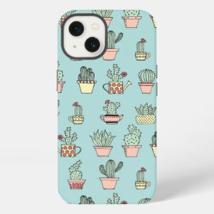 Colourful Cute Cactus In Hand Drawn Style Pattern iPhone 13 Case