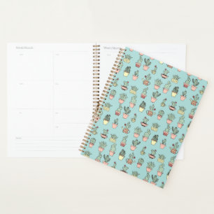 Colourful Cute Cactus In Hand Drawn Style Pattern Planner