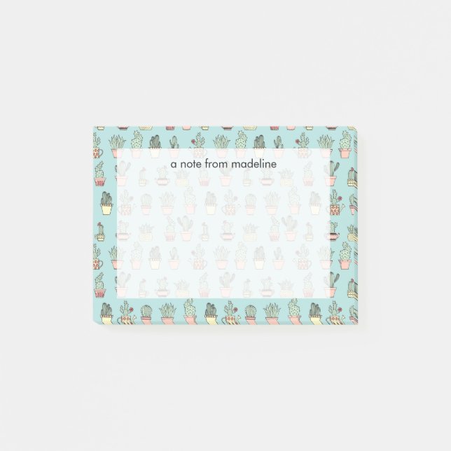 Colourful Cute Cactus In Hand Drawn Style Pattern Post-it Notes (Front)