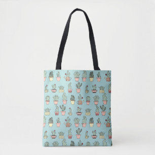 Colourful Cute Cactus In Hand Drawn Style Pattern Tote Bag