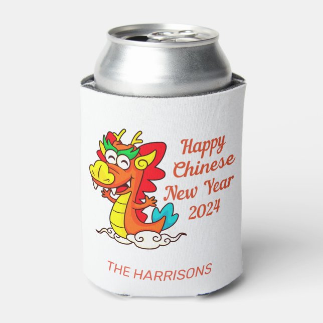 Colourful Cute Cartoon Dragon Chinese New Year  Can Cooler (Can Front)