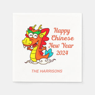 Colourful Cute Cartoon Dragon Chinese New Year  Napkin