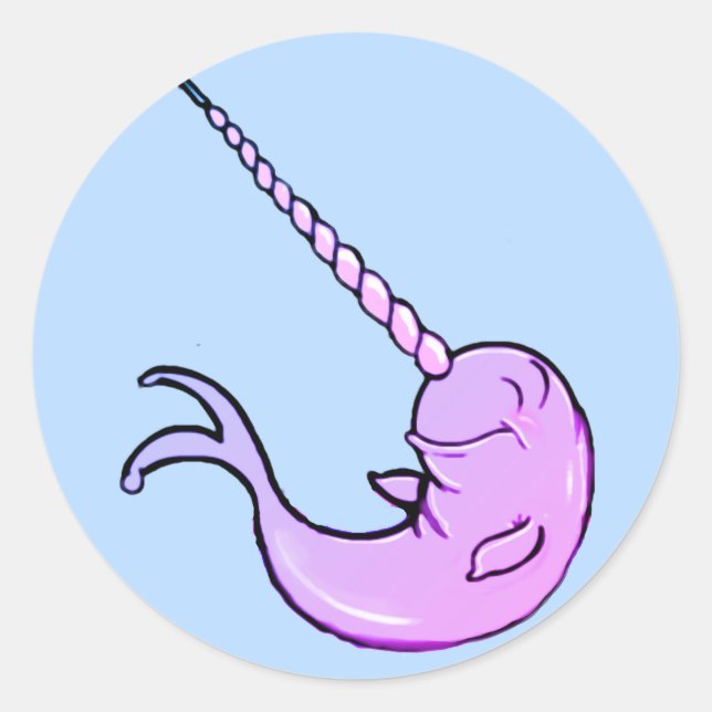 Colourful Cute Cartoon Kawaii Narwhal  Classic Round Sticker (Front)
