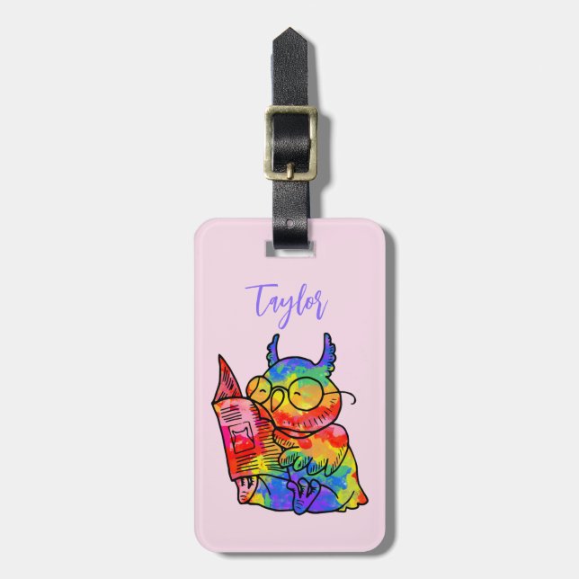 Colourful Cute Cartoon Owl luggage Tag (Front Vertical)