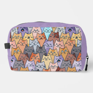 Colourful Cute Cat Crowd Pattern Whimsical Cat Fac Dopp Kit
