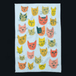 Colourful Cute Cats Kittens Blue Kitchen Towel<br><div class="desc">Decorate your kitchen with this cute towel. Makes a great housewarming or anniversary gift! 
You can customize it and add text too.
Check my shop for lots more colours and patterns plus matching kitchen stuff!</div>