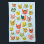 Colourful Cute Cats Kittens Blue Kitchen Towel<br><div class="desc">Decorate your kitchen with this cute towel. Makes a great housewarming or anniversary gift! 
You can customize it and add text too.
Check my shop for lots more colours and patterns plus matching kitchen stuff!</div>